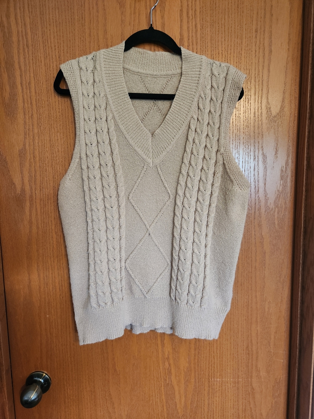 Cream Cable Knit V-Neck Sweater Vest